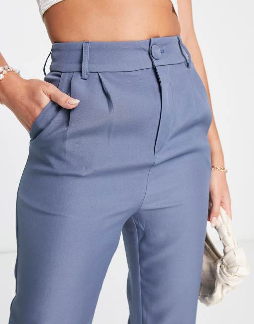 Alana Satin Wide Leg Tailored Trouser - Slate Blue – WYSE London