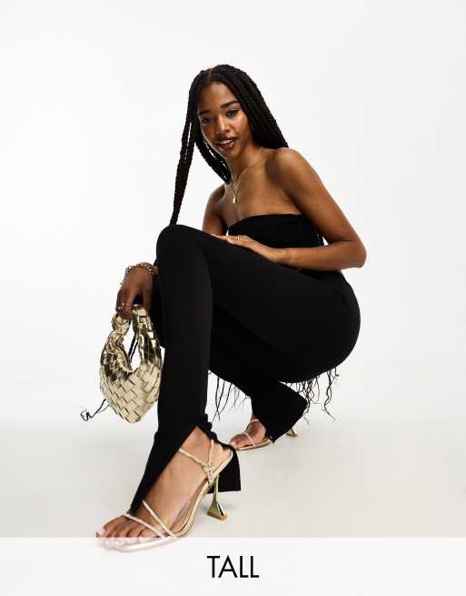 4th & Reckless Tall - Exclusives - Legging met hoge taille en split aan de zoom in zwart