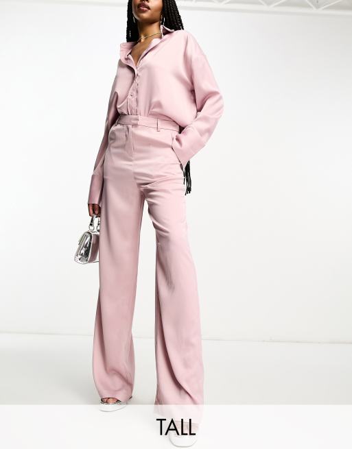 4th & Reckless Tall - Exclusives - Satijnen broek in licht mauve, deel van co-ord set