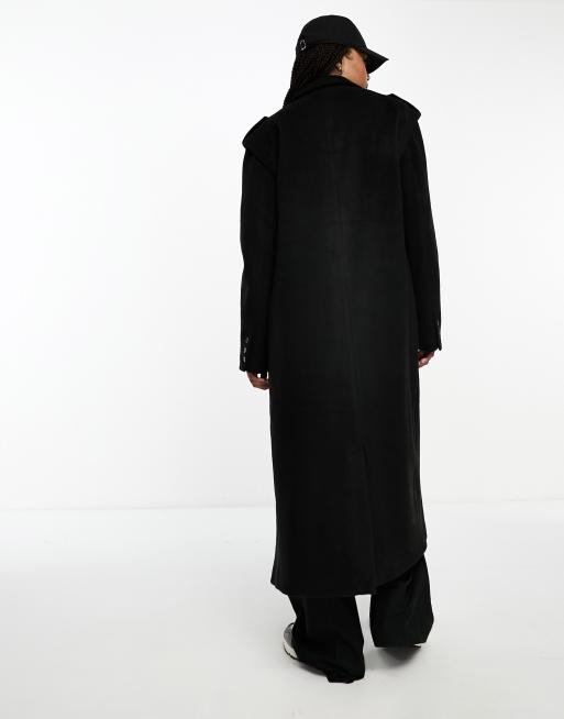 4th & Reckless Tall - Exclusivité - Manteau long habillé effet laine - Noir, 2 de 4