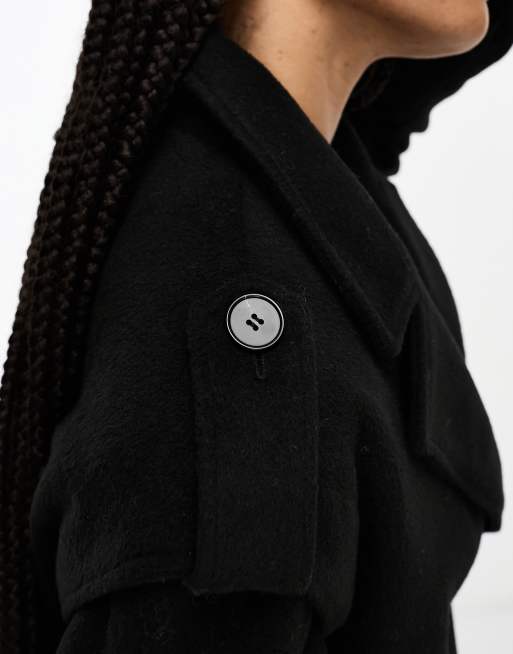 4th & Reckless Tall - Exclusivité - Manteau long habillé effet laine - Noir, 4 de 4