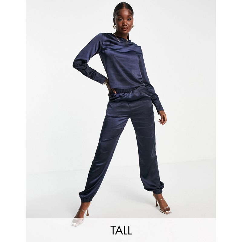 Donna Top 4th & Reckless Tall - Coordinato in raso blu navy