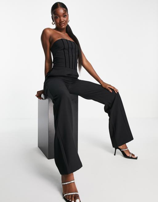 4th & Reckless Tall – Jumpsuit in Schwarz Korsettdetail und weitem Bein, 4 von 4