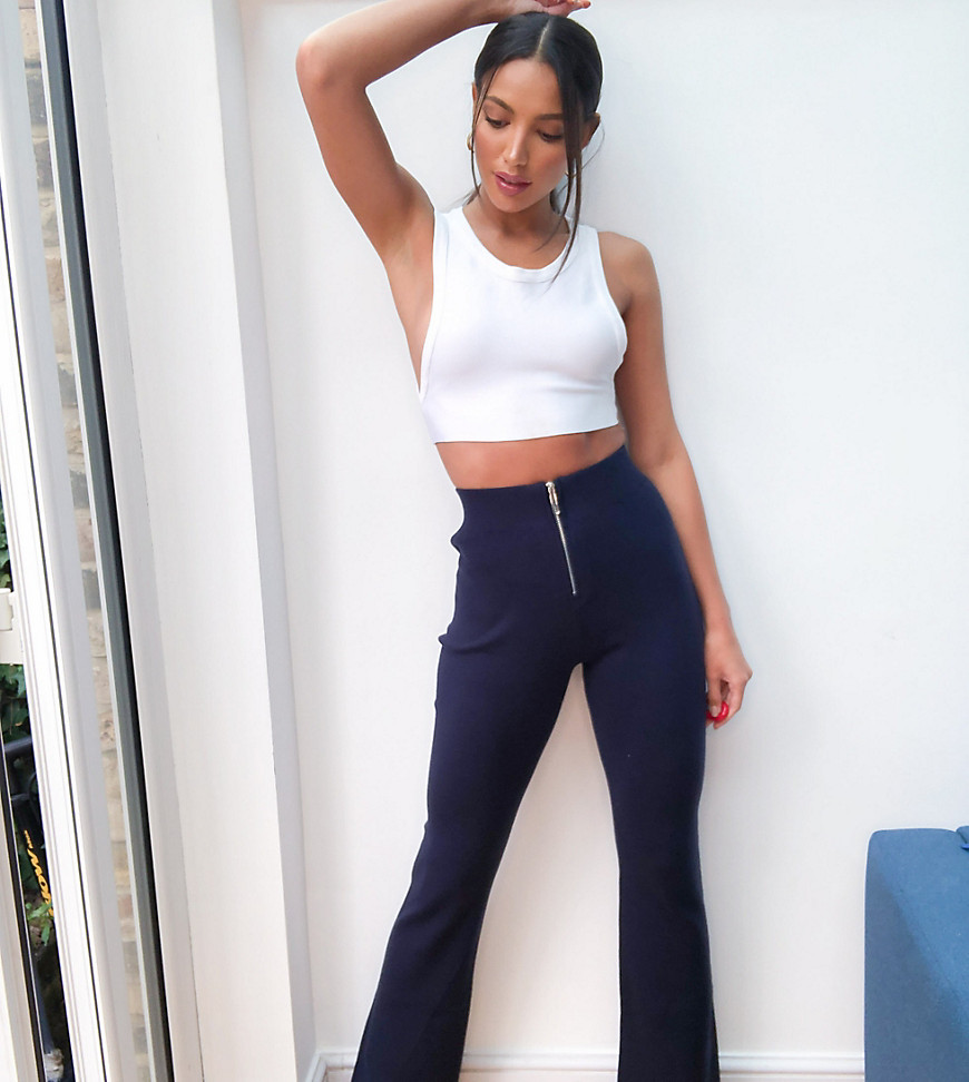 4th & Reckless Tall 4th + Reckless Tall Knitted Flare Pants Two-piece In Navy