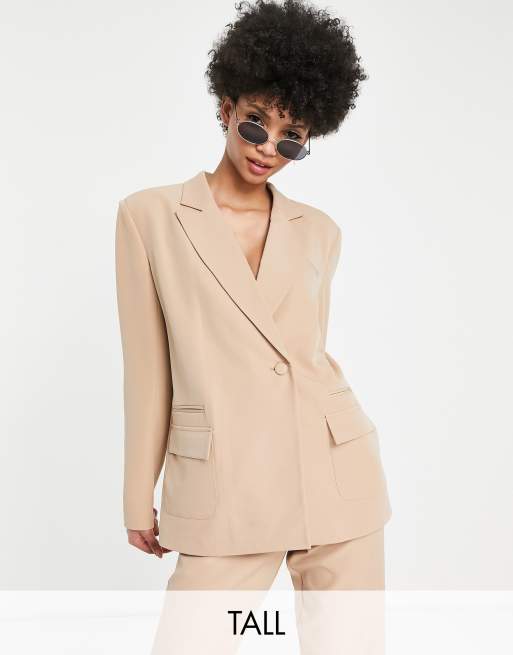 4th & Reckless Tall - Oversized blazer in beige, deel van co-ord set