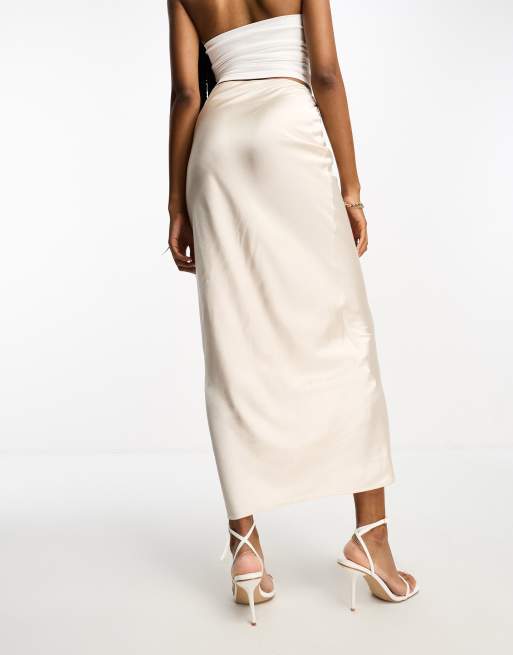 Maxi satin skirt clearance cream