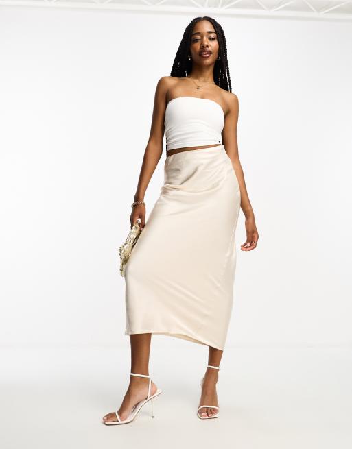 Maxi satin shop skirt cream