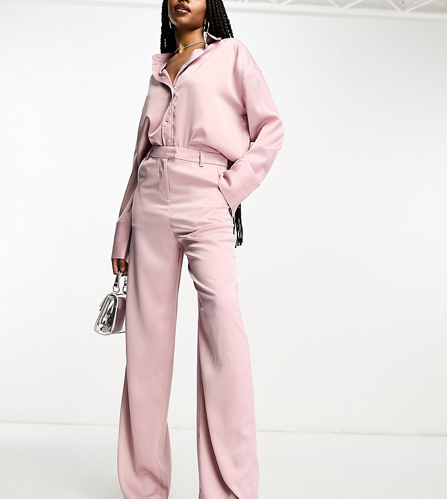 4th & Reckless Tall satin pants in light mauve - part of a set-Purple