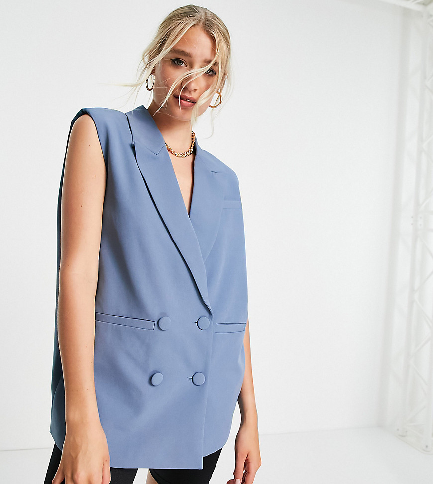 4th & Reckless Tall sleeveless blazer in blue-Blues
