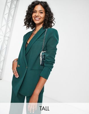 4th & Reckless Tall tailored blazer co-ord in forest green - ASOS Price Checker