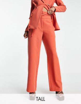 4th & Reckless Tall 4th & Reckless Tall tailored trouser co ord in red coral-Orange