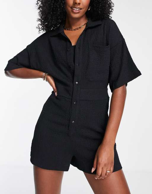 4th & Reckless Teddy beach playsuit in black