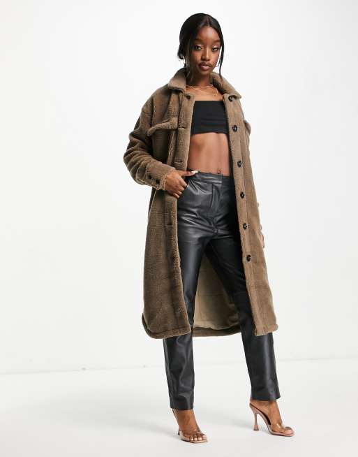 4th Reckless teddy borg coat in chocolate ASOS