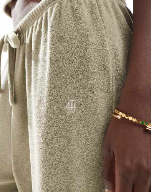 4th & Reckless terrycloth tie waist wide leg pants in pistachio green - part of a set