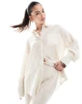 [4th & Reckless] 4th & Reckless textured button through beach shirt in beige (part of a set)-Neutral 12 Beige