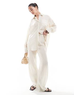 пляжные брюки 4th -Reckless с текстурой и завышенной талией бежевого цвета - часть комплекта 14190₽