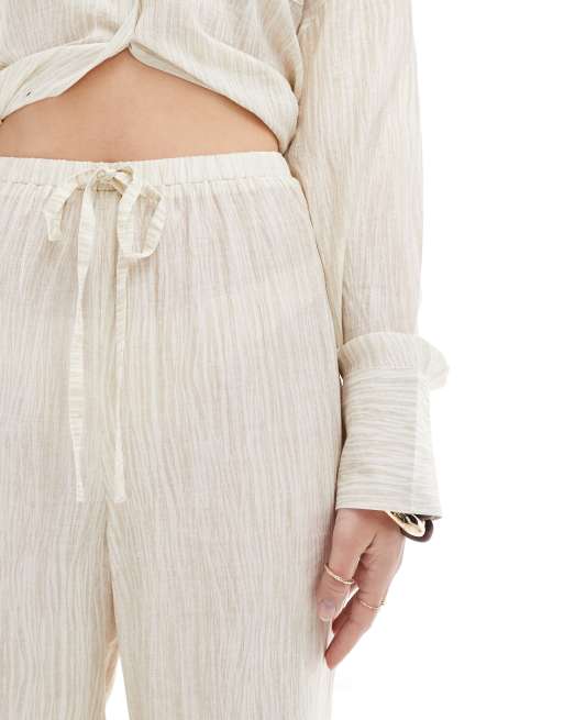 4th & Reckless textured high waist beach pants in beige - part of a set