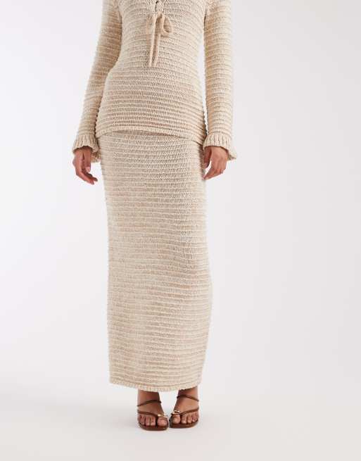 4th & Reckless textured knit maxi skirt co-ord in oat, 5 of 5