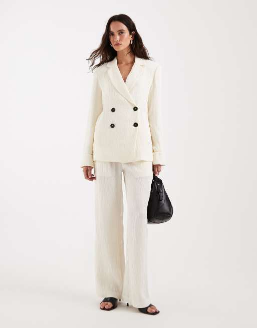 4th & Reckless textured tailored wide leg pants in cream - part of a set, 2 of 5