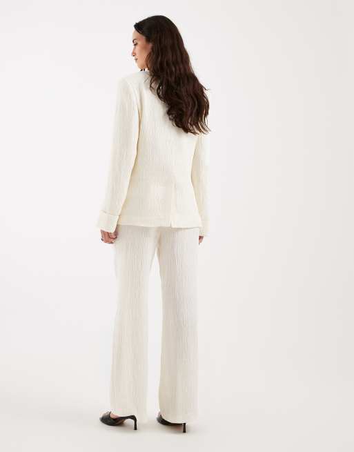 4th & Reckless textured tailored wide leg pants in cream - part of a set, 4 of 5