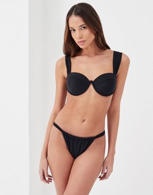 4th & Reckless thick strap bikini top in black