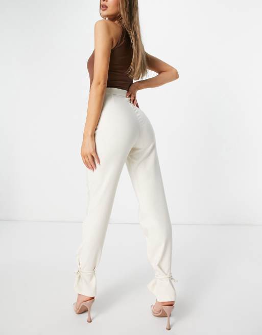 4th & Reckless tie leg trouser in cream, 2 of 4