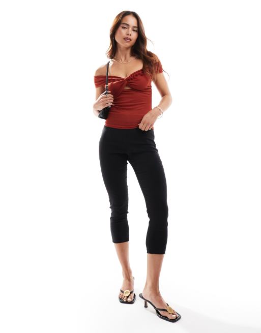 4th & Reckless - Top bandeau en maille avec détail noué - Rouge délavé