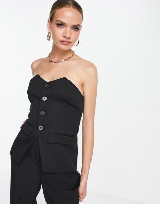 4th & Reckless - Top corset d'ensemble style smoking - Noir