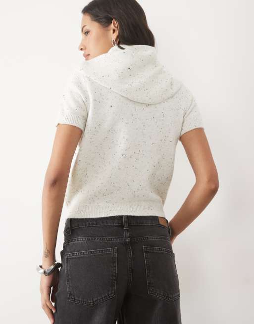 4th & Reckless - Top de punto con detalle de bufanda en crema jaspeado, 4 de 4