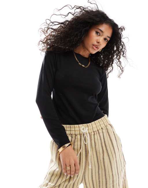 4th & Reckless - Top manches longues en maille fine - Noir