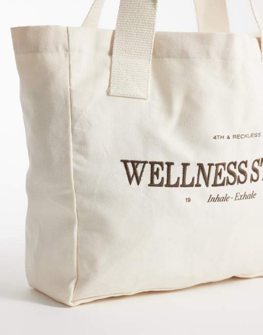 4th & Reckless - Tote bag à logo brodé - Crème, 3 de 4