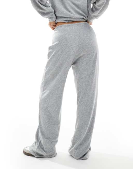 4th & Reckless towelling tie waist wide leg joggers co-ord in grey marl, 2 of 5