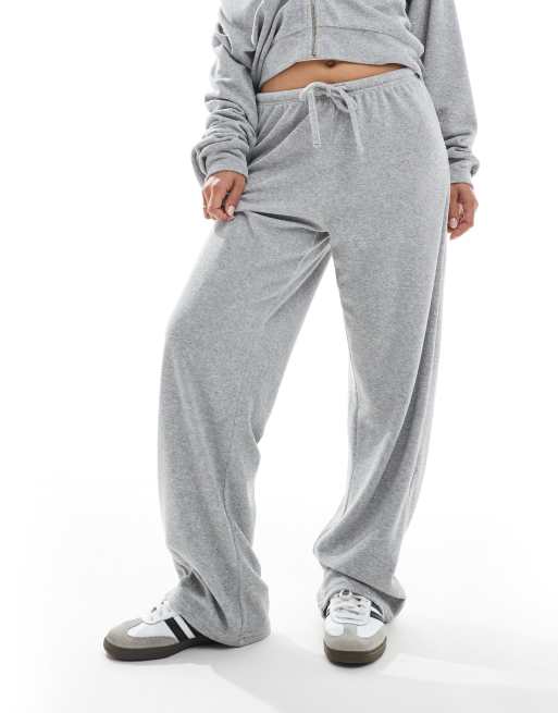 4th & Reckless towelling tie waist wide leg joggers co-ord in grey marl, 5 of 5