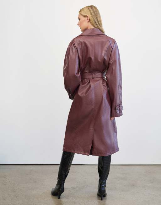 4th & Reckless - Trench-coat en PU - Bordeaux, 4 de 4