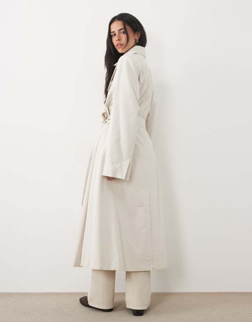 4th & Reckless trench midi color crema con collo a imbuto, fibbia e bottoni, 2 di 4