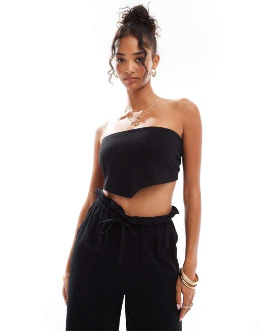 4th & Reckless Tulum multiway bandeau crop beach top in black (part of a set)