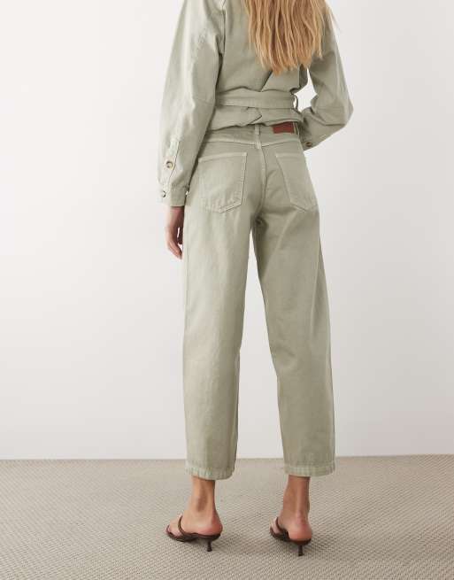 4th & Reckless twill denim barrel leg jeans co-ord in green, 5 of 5