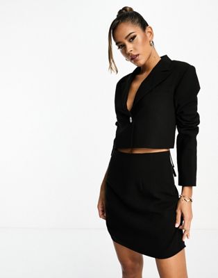 4th & Reckless ulla cropped backless blazer co-ord in black - ASOS Price Checker