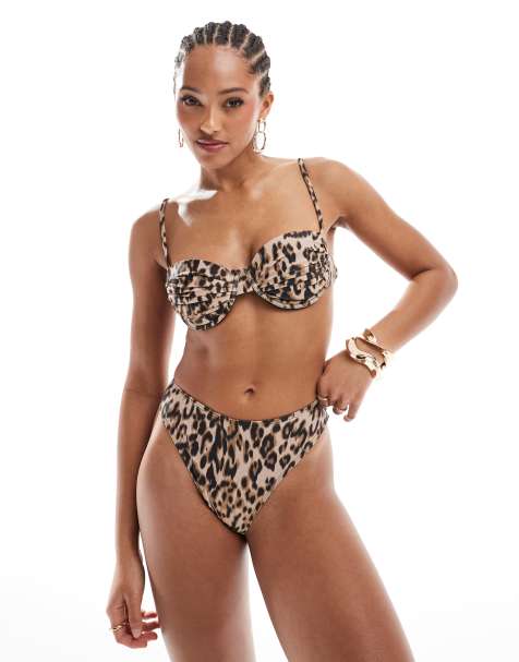 4th & Reckless underwire bikini top co-ord in leopard print - view 1