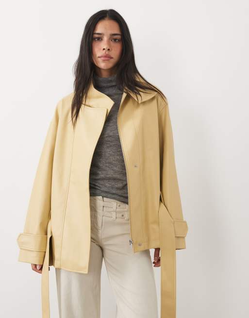 4th & Reckless veste à col cheminée, manches larges et ceinture à nouer, jaune, 4 de 4