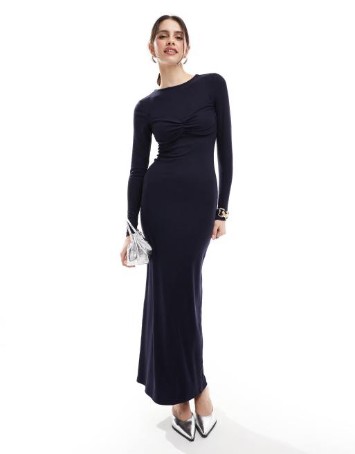 4th & Reckless - Vestito lungo blu navy con dettaglio sul busto