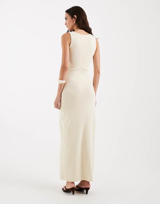 4th & Reckless - Vestito senza maniche in maglia sottile giallo limone con cut-out e dettagli in metallo oro, 4 di 4