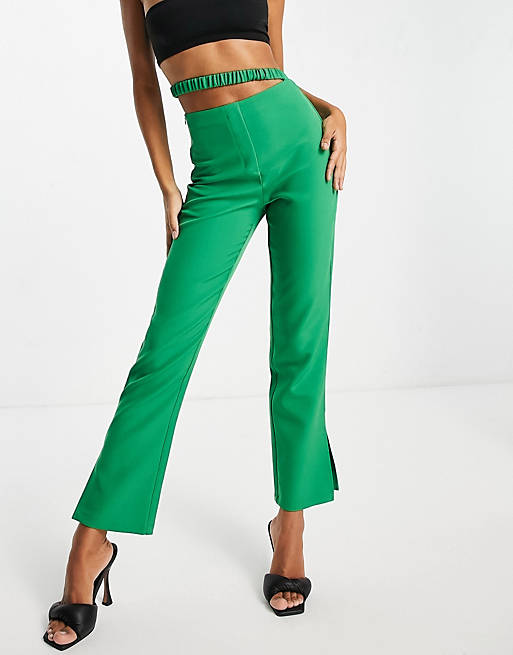 4th & Reckless waistband detail pants in green (part of a set)