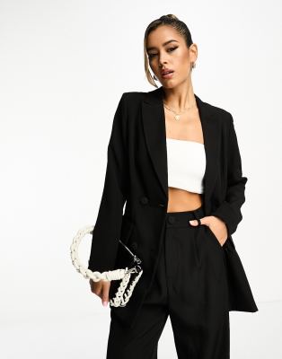 4th & Reckless webb double breasted blazer co-ord in black