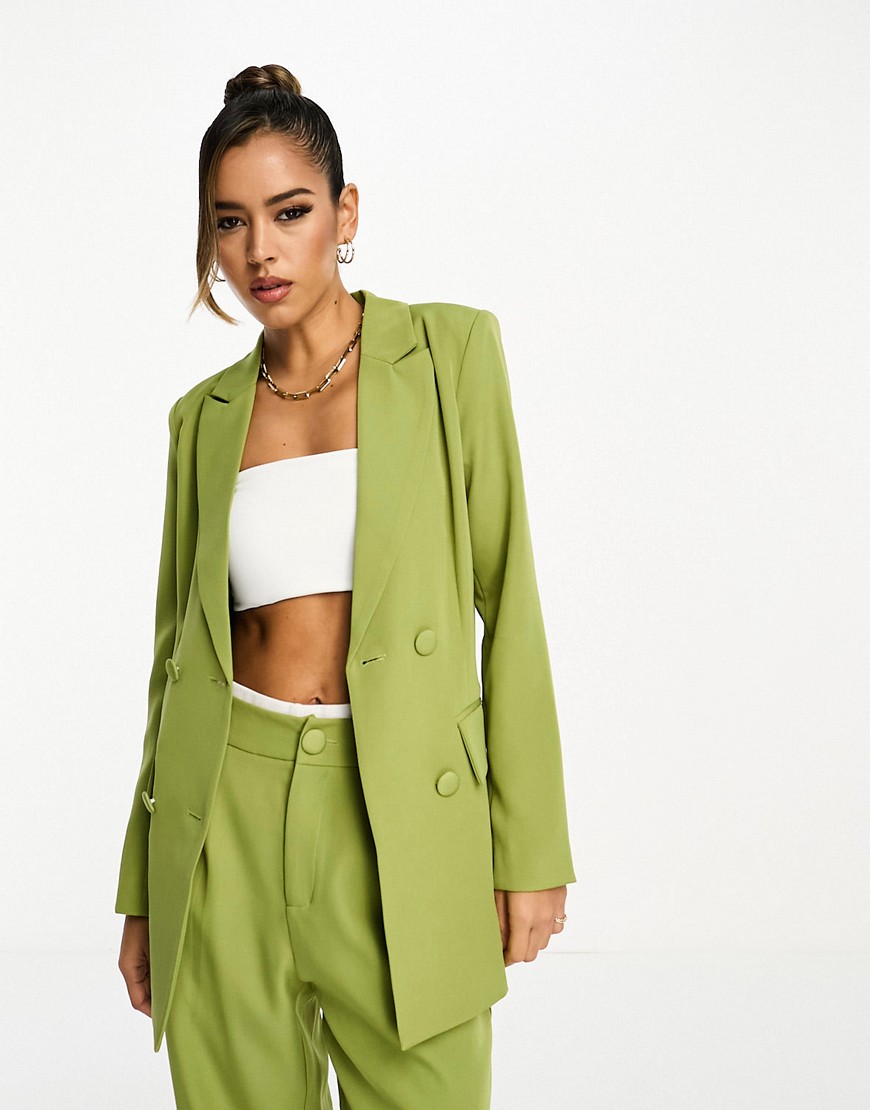 4th & Reckless webb double breasted blazer co-ord in olive green