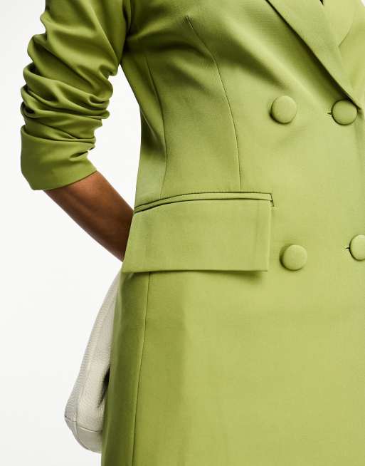 アウターその他 AVANDRESS Curved Two Button Blazer Olive Notched Collar Blazer - Olive Green