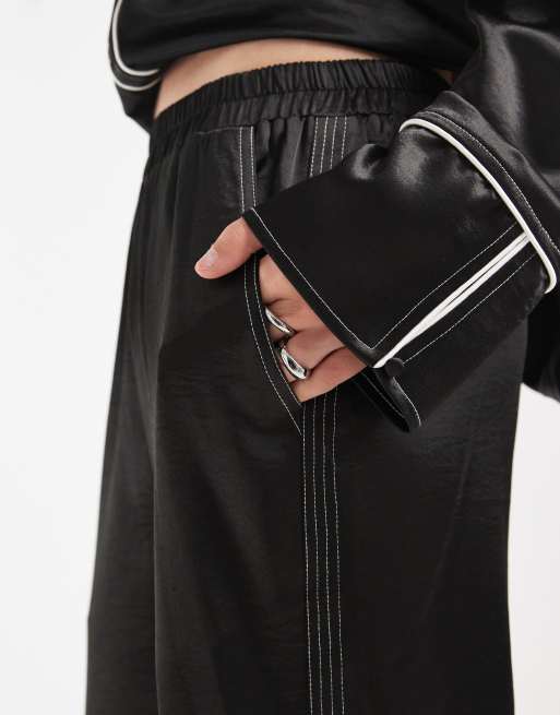 4th & Reckless – Weit geschnittene Hose in Schwarz mit elastischem Bund und farblich abgesetzten Ziernähten, Kombiteil, 5 von 5