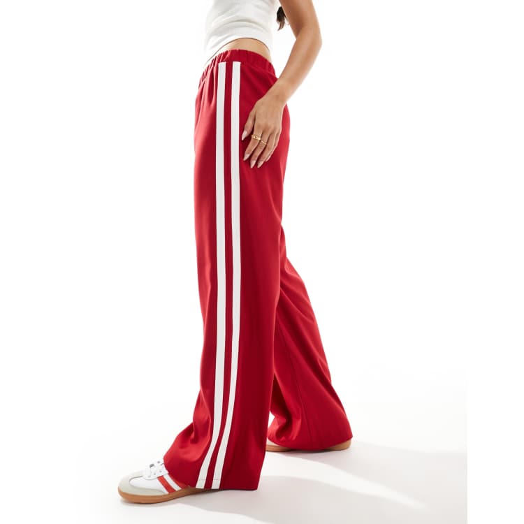 Red stripe trousers on sale