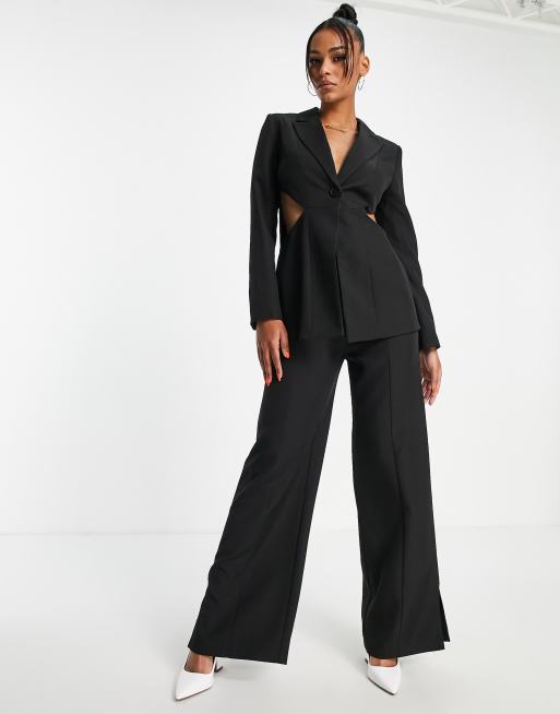 Tall Black Mid Rise Wide Leg Suit Pants