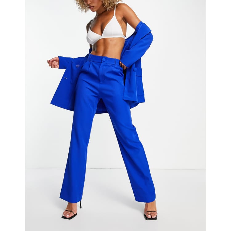 4th + Reckless wide leg suit pants in cobalt blue